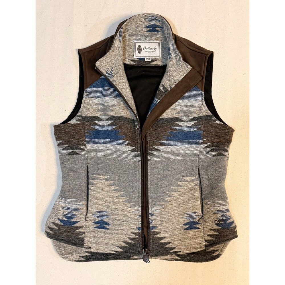 Vintage Aztec Wool Vest Pull Over-Size M Outback Trading Co. Western Wear Aztec